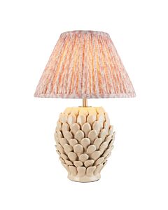 Endon Lighting - Layered Leaf & Leaf 30cm - 116413 - Cream Crackle Aged Brass Peach Ceramic Table Lamp With Shade