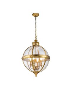 Feiss Lighting - Adams - FE-ADAMS-4P-BB - Brass Clear Glass 4 Light Ceiling Pendant Light