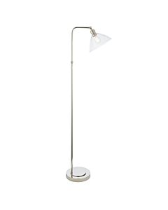 Homer - Nickel Clear Glass Floor Reading Lamp