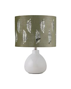 Tuscan - White Ceramic Lamp with Sage Green Fern Shade