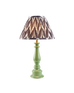 Endon Lighting - Myrtle & Zigzag 30cm - 114912 - Green Warm Brass Grey Table Lamp With Shade