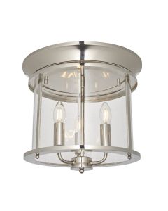 Endon Lighting - Hampworth - 96153 - Nickel Clear Glass 3 Light Flush Ceiling Light