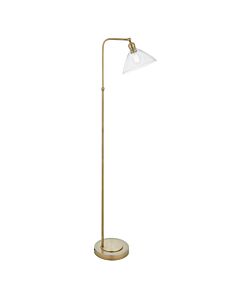 Homer - Antique Brass Clear Glass Floor Reading Lamp