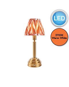 Endon Lighting - Upton Rechargeable & Zigzag 16cm - 114884 - LED Aged Brass Orange Touch Table Lamp With Shade