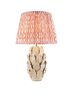 Endon Lighting - Layered Leaf & Ripple 35cm - 116460 - Cream Crackle Aged Brass Pink Ceramic Table Lamp With Shade