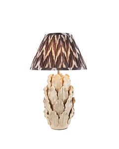 Endon Lighting - Layered Leaf & Zigzag 30cm - 116426 - Cream Crackle Aged Brass Grey Ceramic Table Lamp With Shade