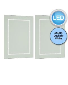 Set of 2 Battery Operated Rectangular LED Illuminated Bathroom Mirrors