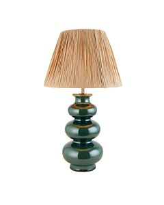 Endon Lighting - Monroe & Raffia 30cm - 116481 - Green Aged Brass Natural Raffia Ceramic Table Lamp With Shade