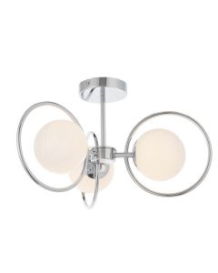 Endon Lighting - Orb - 93902 - Chrome Opal Glass 3 Light Flush Ceiling Light