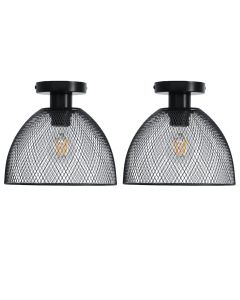 Set of 2 Cassidy - Medium Black Mesh Ceiling Flush Lights