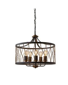 Endon Lighting - Heston - 61498 - Black Antique Bronze 5 Light Ceiling Pendant Light