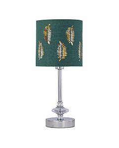 Chrome Jewelled Table Lamp with Dark Green Fern Shade