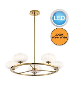 Quintiesse - Pim - QN-PIM5-FXG - LED Fox Gold Opal Glass 5 Light IP44 Bathroom Ceiling Pendant Light