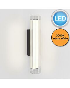 Astro Lighting - io - 1409056 - LED Black Clear Ribbed Glass IP44 Bathroom Strip Wall Light