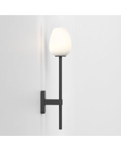 Astro Lighting - Tacoma Single Grande 1429006 & 5036007 - IP44 Matt Black Wall Light with Opal Tulip Glass Shade