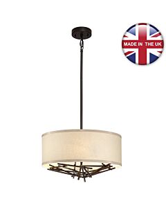 Elstead Lighting - Taiko - TAIKO-3P - Olde Bronze Oatmeal 3 Light Ceiling Pendant Light