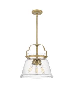 Quintiesse - Wimberley - QN-WIMBERLEY-P-WS - Brass Clear Seeded Glass 3 Light Ceiling Pendant Light