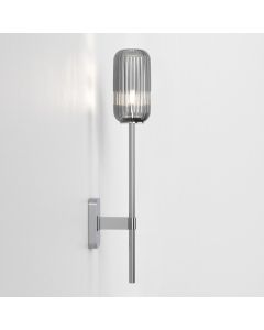 Astro Lighting - Tacoma Single Grande 1429003 & 5036010 - IP44 Polished Chrome Wall Light with Smoked Ribbed Reed Glass Shade