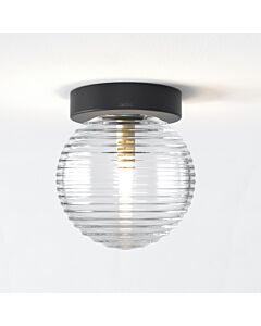 Astro Lighting - Tacoma - 5036003 & 1429027 - Black Clear Ribbed Glass IP44 Bathroom Ceiling Flush Light