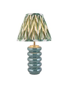 Endon Lighting - Squash & Zigzag 25cm - 116488 - Ocean Spray Aged Brass Green Ceramic Table Lamp With Shade