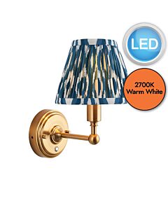 Endon Lighting - Burley Rechargeable & Ikat 16cm - 114827 - LED Aged Brass Blue Touch Wall Light