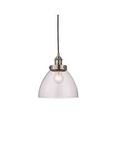 Endon Lighting - Hansen - 91738 - Silver Clear Glass Ceiling Pendant Light