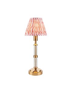 Endon Lighting - Morton Rechargeable & Ripple 16cm - 114842 - LED Aged Brass Pink Touch Table Lamp With Shade