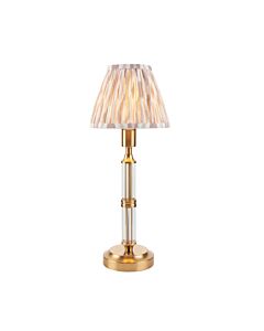 Endon Lighting - Morton Rechargeable & Ikat 16cm - 114850 - LED Aged Brass Neutral Touch Table Lamp With Shade