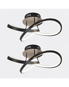 Set of 2 Matt Black LED Loop Ceiling Lights
