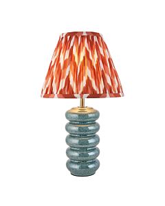 Endon Lighting - Squash & Zigzag 25cm - 116489 - Ocean Spray Aged Brass Orange Ceramic Table Lamp With Shade