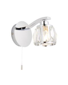 Endon Lighting - Ria - 96135 - Chrome Clear Crystal Glass IP44 Pull Cord Bathroom Wall Light