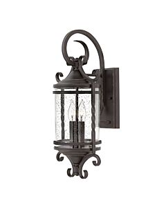 Hinkley Lighting - Casa - HK-CASA-M - Black Clear Seeded Glass 2 Light IP44 Outdoor Wall Light