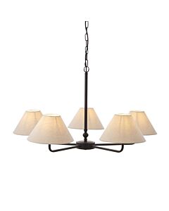Endon Lighting - Lille - 117832 - Black Natural 5 Light Ceiling Pendant Light