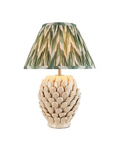 Endon Lighting - Layered Leaf & Zigzag 30cm - 116416 - Cream Crackle Aged Brass Green Ceramic Table Lamp With Shade