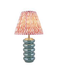 Endon Lighting - Squash & Ripple 25cm - 116487 - Ocean Spray Aged Brass Pink Ceramic Table Lamp With Shade