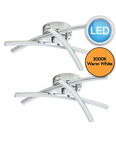 Set of 2 Yardley - LED Chrome Opal Flush Ceiling Lights