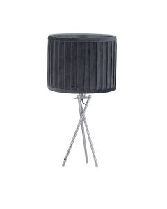 Sundance - Chrome Tripod Table Lamp with Grey Pleated Velvet Shade