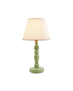 Endon Lighting - Bibury & Ivy 20cm - 115945 - Green Aged Brass Vintage White Table Lamp With Shade