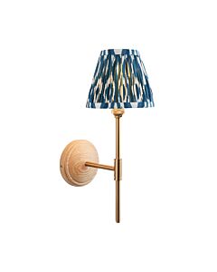 Endon Lighting - Wood T Bar & Ikat 16cm - 115833 - Ash Wood Blue Wall Light