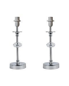 Set of 2 Chrome Stick Table Lamp Bases with Facet Details