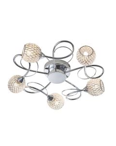 Endon Lighting - Aherne - AHERNE-5CH - Chrome Clear Glass 5 Light Flush Ceiling Light