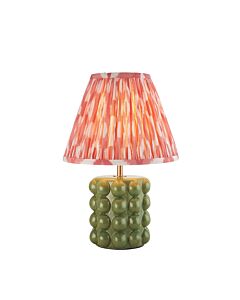 Endon Lighting - Bobble & Ikat 25cm - 116294 - Olive Green Aged Brass Pink Ceramic Table Lamp With Shade