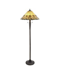 Interiors 1900 - Jamelia - 64192 - Dark Bronze Tiffany Glass 2 Light Floor Lamp