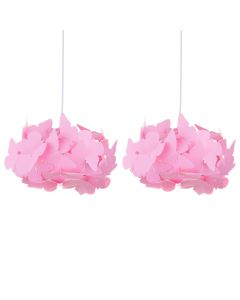 Set of 2 Pink Butterfly Easy Fit Light Shades