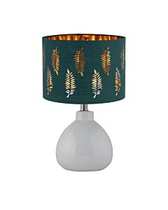 Tuscan - White Ceramic Lamp with Dark Green Fern Shade