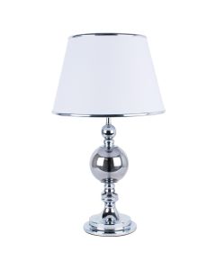 Chrome and Smoked Glass Table Lamp with White Shade