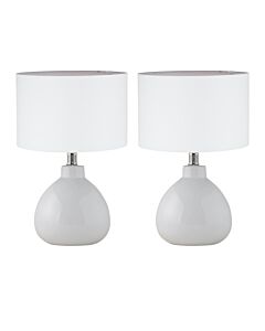 Set of 2 Tuscan - White Ceramic Lamps with White Shade