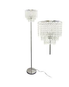 Chrome and Acrylic Crystal Jewelled Floor Lamp