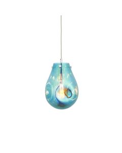 Lutz - Chrome Petrol Glass Ceiling Pendant Light