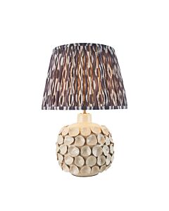 Endon Lighting - Borello & Ikat 35cm - 116404 - Cream Crackle Aged Brass Grey Ceramic Table Lamp With Shade